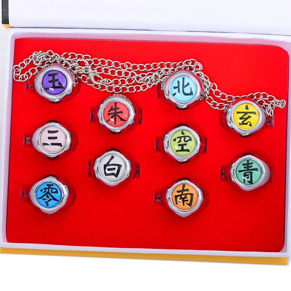 

cluster rings 2021 anime n-a-r-u-t akatsuki secret organization ring 1 set 10 pcs adjustable size for cosplay finger gift, Golden;silver