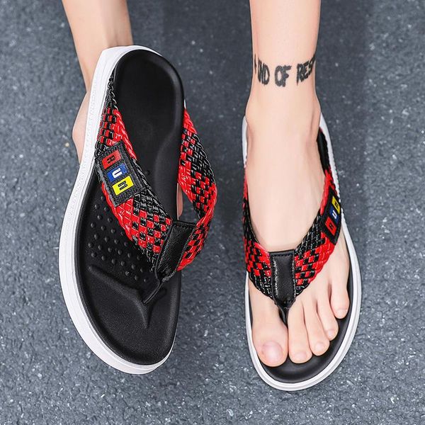 

slippers sandale homme sandalia rasteira sandalle zandalias hombre sandals men leather genuine sandalias transpirables summer, Black