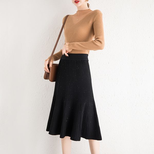

2021 women with high waist, skirt of autumn, mesh, fishtail, thick long, chic, feminine skirt, faux femme jupe. lmc0, Black