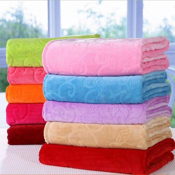 

blankets soft warm coral fleece blanket solid color rectangle embossed bedding bed sheet baby throw home sofa/bed on textile