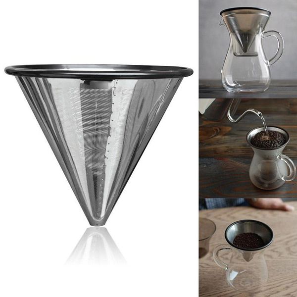 

coffee filters stainless steel pour over filter reusable paperless cone dripper for maker drop