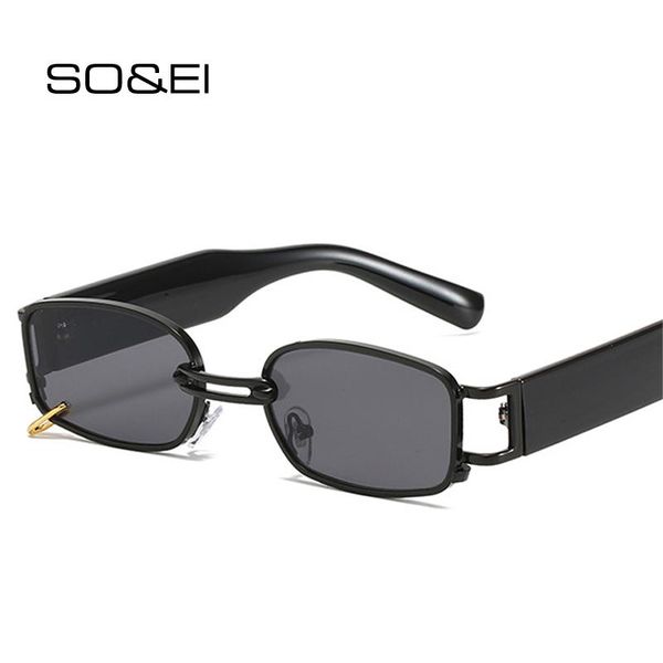 

sunglasses so&ei retro punk metal small rectangle women luxury fashion men shades uv400 brand designer square sun glasses, White;black