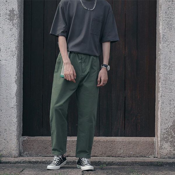 

men's pants pr cargo baggy straight american vintage overalls trendy solid color casual trousers for men clothing, Black