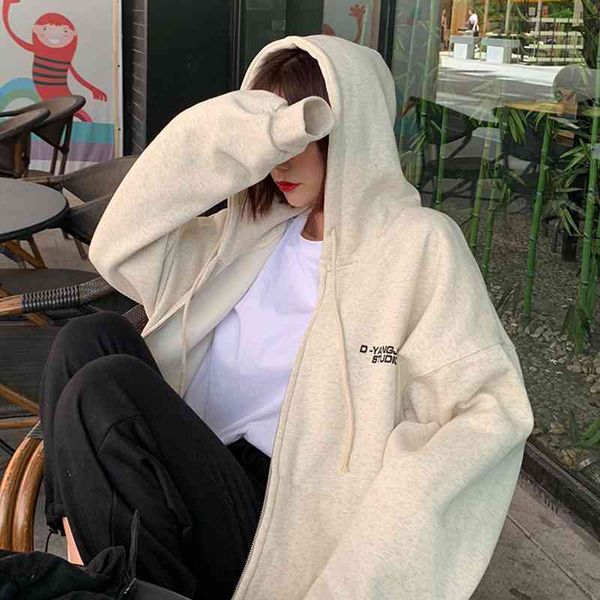 

hooded cardigan sweater women's 2021 new autumn loose korean fashion thin coat, Black