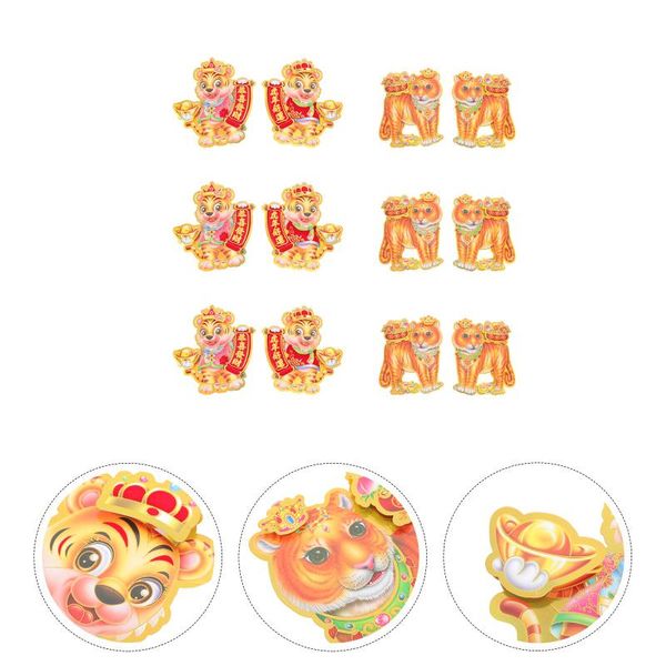 

greeting cards 6 pairs wall decorative sticker the year of tiger flocking stickers