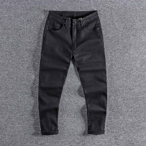 

2021 new versatile fashion brand black jeans men's slim legged four seasons trend korean casual pants for men 0326 oibw, White;black