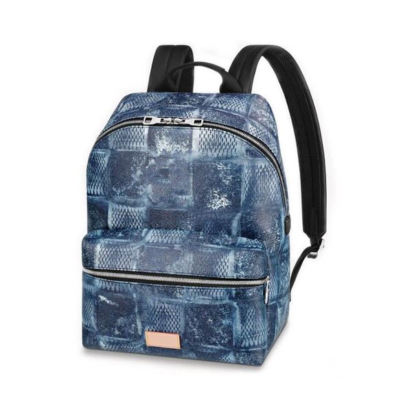 

backpack plumn men's discovery blue and grey travel bag stitching pattern
