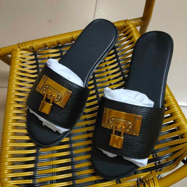 

luxury designer slippers sandals slide summer women woman pointed heel fashion size 35-42 comfortable with box dust bag, Black