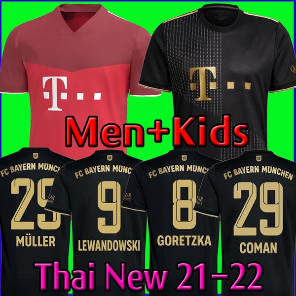 

BaYern soccer jersey 21 22 LEWANDOWSKI SANE GORETZKA muNich COMAN MULLER DAVIES football shirt Men Kids kit 2021 2022 HUMANRACE fourth 4th, Away men+patch