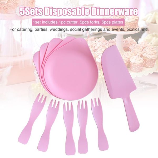 

disposable dinnerware 5sets birthday elegant dinner plate solid party set holiday eco friendly fork cutter wedding home picnic