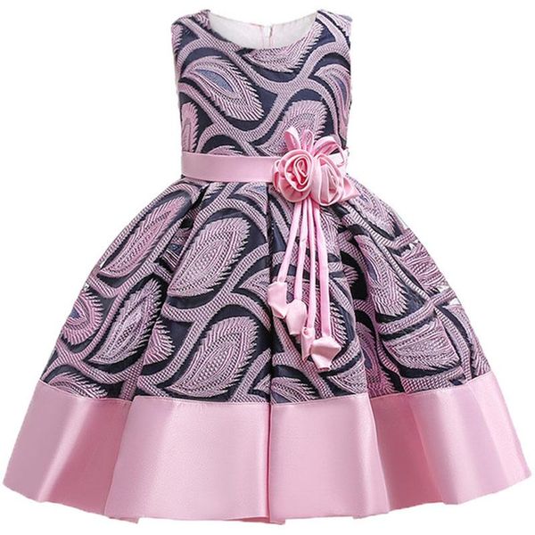 

girl's dresses christmas princess girls flower embroidered dress elegant kids girl wedding party halloween clothes, Red;yellow