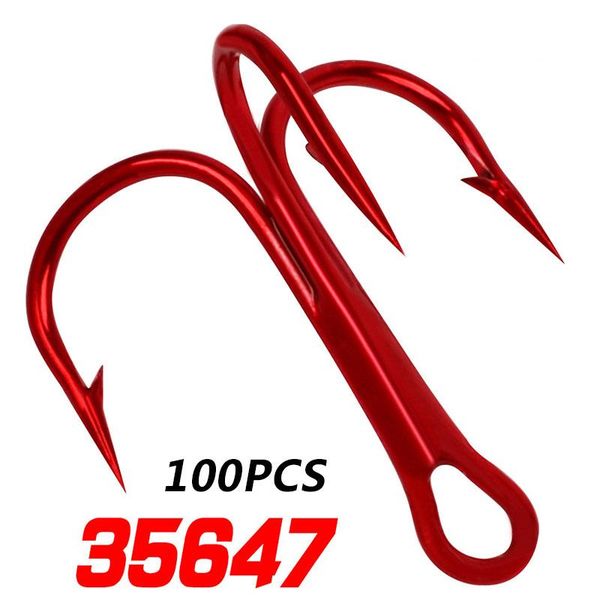 

100pc high carbon steel treble hook fishing tackle round bent treble saltwater bass 2#-10# fishhook fishing hook