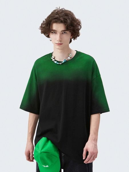 

men ombre print drop shoulder tee m8k9#, White;black