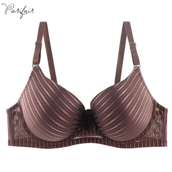 

parifairy reflective brushed stripes women bras 3/4 cup big cup c d comfort fit bra women underwear plus size 42-48, Red;black
