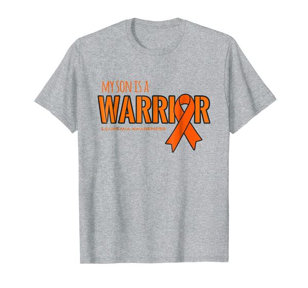 

my son is a warrior leukemia cancer awareness shirt, White;black