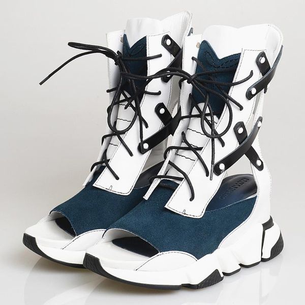 

sandals factory price women thick sole platform creepers wedge shoes woman gladiator sandal lace-up summer boots wedges, Black