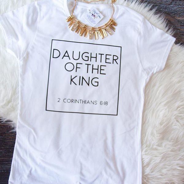 

christian t shirts women daughter of the king letter print cotton cute christian tshirt women's jesus shirt harajuku, White