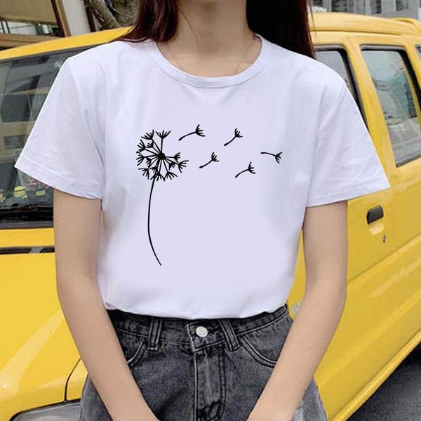 

new t-shirt female flowers butterfly tshirt short sleeve summer tee shirt easy matching round neck new summer t-shirts female, White