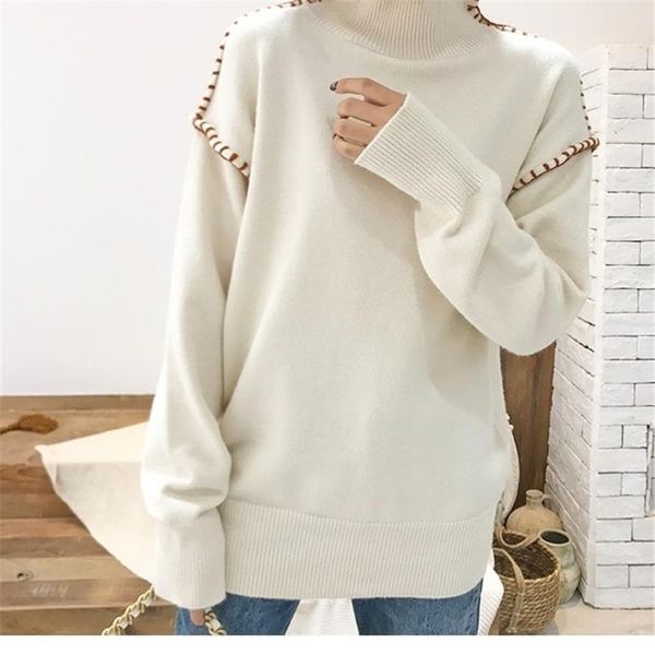 

women's sweaters sweaterelegant pullovers knitted sweater women japan style loose warm knitwear long sleeve female 2021, White;black