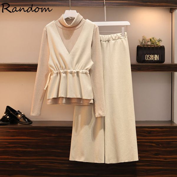

Great Plus Size Female Pant Sweater Turtleneck Vest + Pants Three Elegant Matching Set Wynter Warm Clothes Xa1p, Black;gray