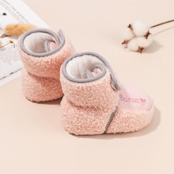 

boots baby snow infant boys girls shoes soft anti-slip sole cartoon animal prewalker fleece lined 0-18m, Black;grey