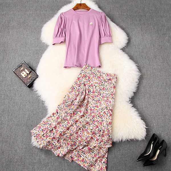 

2021 new summer office clothes set short sleeve grace womens defines casual long shirt plied print half suit skirt iyl4, White