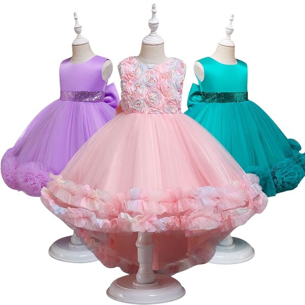 Top Qualily Girl's For Flor Muito Bela Princesa Trompete Piano Traje Vestido Infantil 3-12YRS 210303