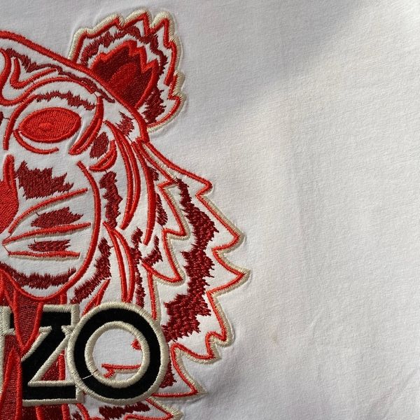 

summer new embroidery tiger head round neck t-shirt trend1, White;black