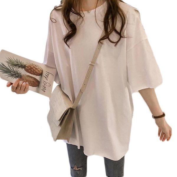 

women's t-shirt 2021 long-sleeved color printing candy loose long sleeves, White