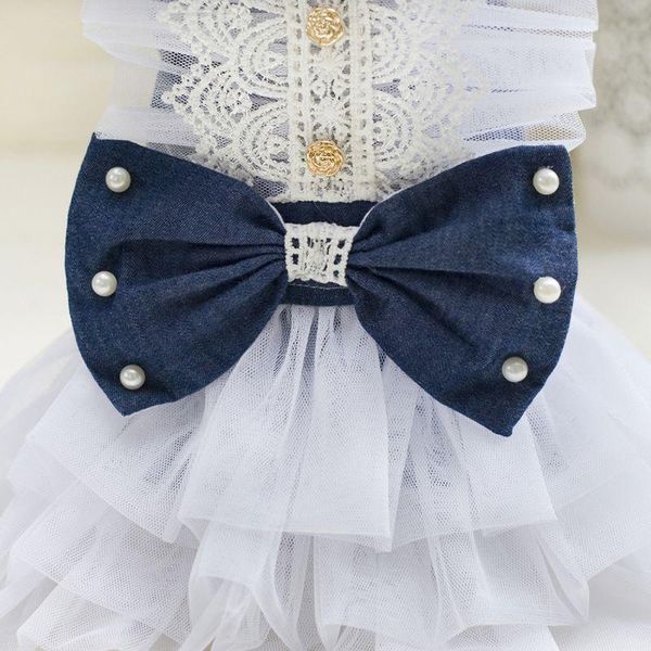 

dog apparel puppy bowknot tutu dress cat summer lace vestidos party wedding for small dogs