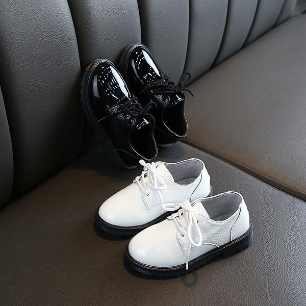 

flat shoes fashion white black kids leather little boys school children student dress 16m 18m 24m 28m 3 4 5 6 7 8-12years, Black;grey