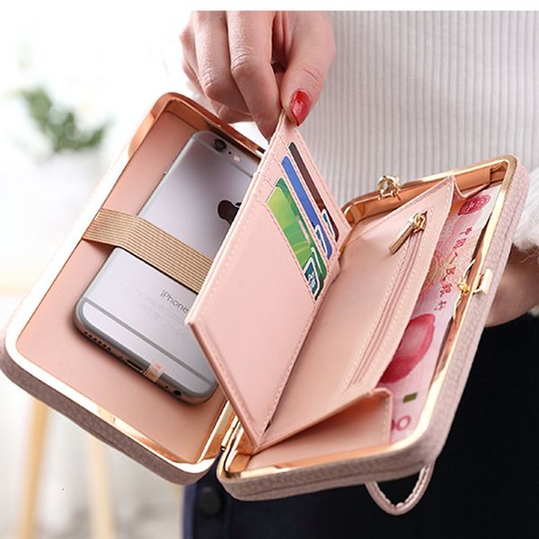 

2021 wallet women's large capacity make card holders cell phone gifts for women money bag clutch wristband bags bow tie, Red;black