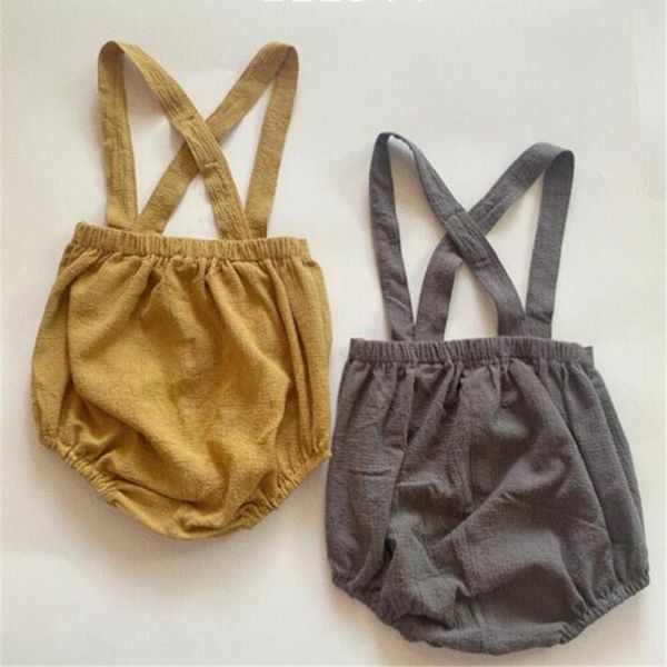 

jumpsuits spring autumn born boys girls linen cotton clothes baby suspender rompers children overalls outfits 0-2t, Blue