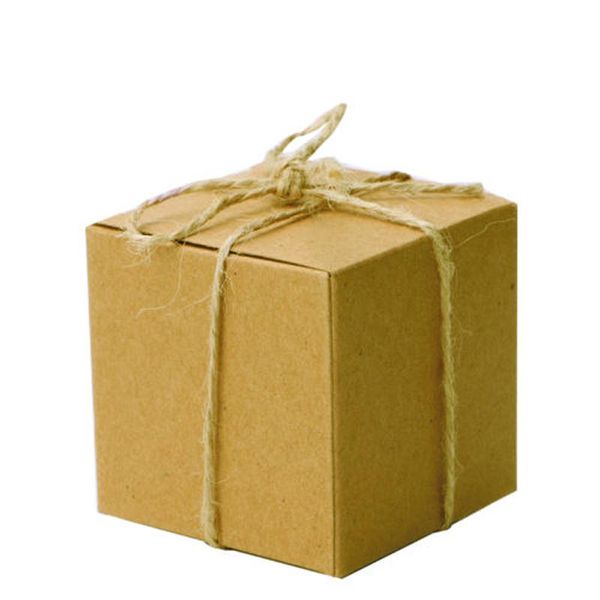 

gift wrap 50pcs kraft paper square candy boxes 5*5*5cm wedding party favor string tags box paepr card board holder