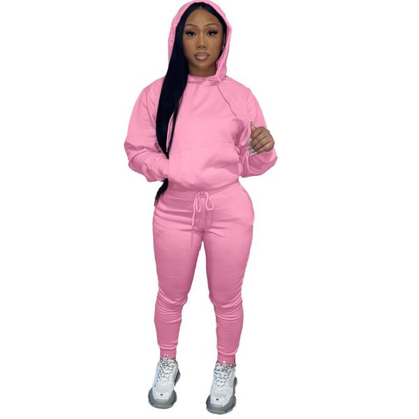 

women's tracksuits pink hoodie set women tracksuit hooded neck long sleeve hoodies & sweatshirts pockets sweatpants woman couture, Gray