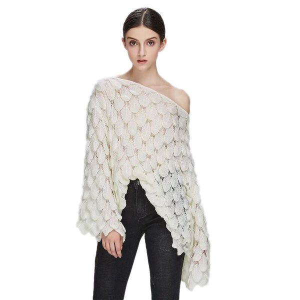 

women's sweaters women warm pullover and jumpers hollow out solid color long sleeve autumn winter 2021 knitted soft clothing, White;black