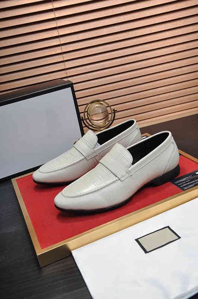 

mens dress shoes fashion genuine leather formal business flats classic casual snakeskin loafers men's brand wedding, Black