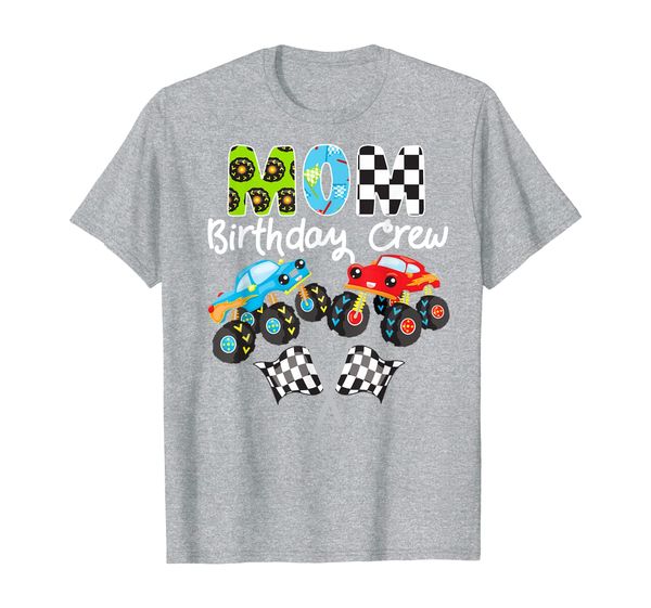 

monster truck mom birthday crew trucks cars bday party t-shirt, White;black