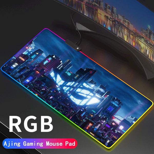 

mouse pads & wrist rests large city rog pad tuf gaming mousepad led republic of gamer cerberus mice carpet razer pc desk mat with asus backl