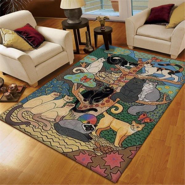 

carpets funny cat area rug 3d all over printed non-slip mat dining room living soft bedroom carpet