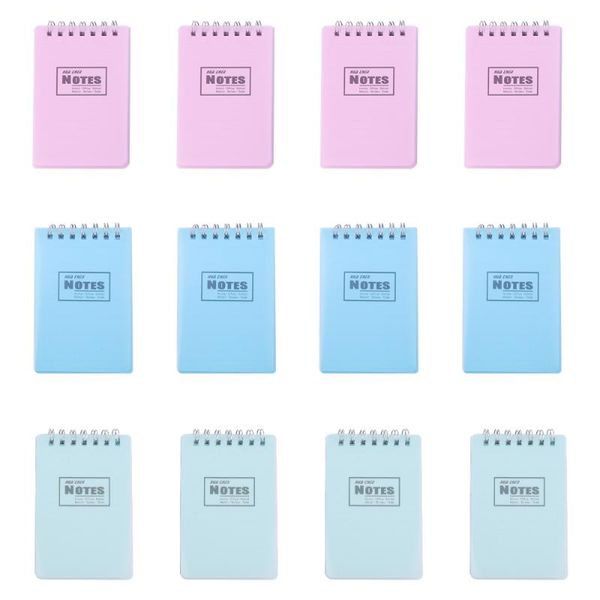 

notepads 12pcs upturning coil notepad simple a7 notebook creative stationery portable memo pad for home trip (random color), Purple;pink
