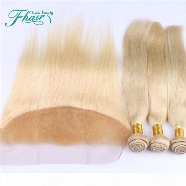

9a brazilian #613 glod pure hair 3 bundles with 13*4 full lace frontal closure pure human hair straight dhl, Black