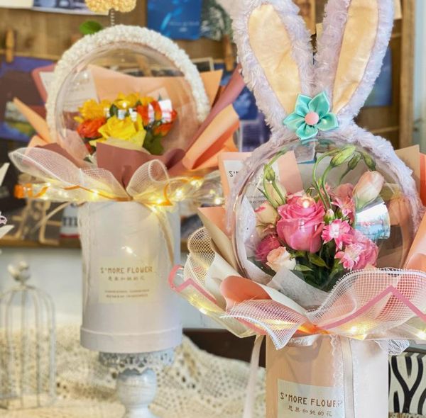 

gift wrap 20cm acrylic bobo ball floral boxes women flower packaging bag for florist bouquet box party storage