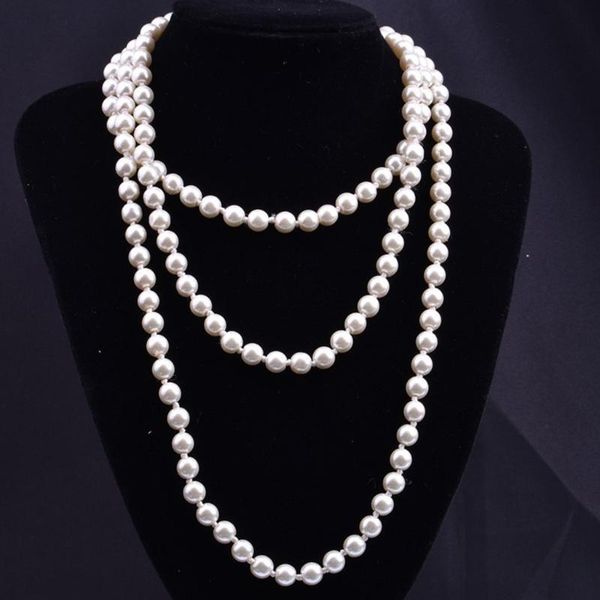 

chains dainty faux pearl layered choker necklaces handmade christmas gift pendant multilayer long layering chain for women, Silver