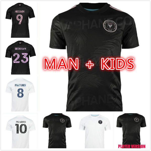 

mls 2021 2022 inter miami soccer jerseys home away beckham 21 22 pizarro figal matuidi higuain men kids kit football uniforms player version, Black;yellow