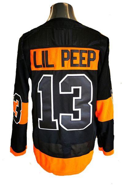 

mens fashion star #13 lil peep philadelphia flyers hockey jerseys stitched custom any name and number jersey orange black white