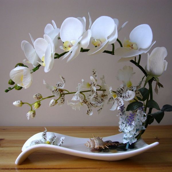 Бабочка орхидеи искусственные цветы установить поддельную цветочную керамическую вазу орнамент фаленопсис фигурка дома меблировка украшения Craft C0220