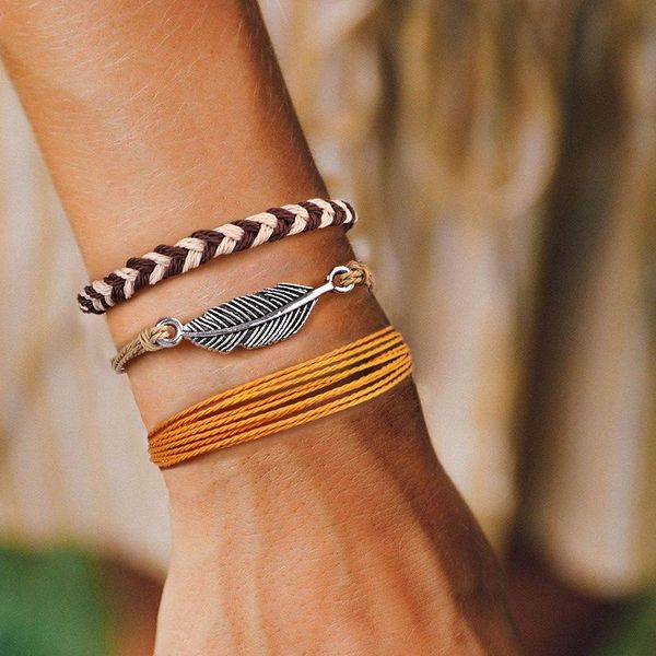 

charm bracelets 3pcs/set colorful handmade weave vintage multi-layer knot rope bracelet for women men adjustable lucky jewelry, Golden;silver