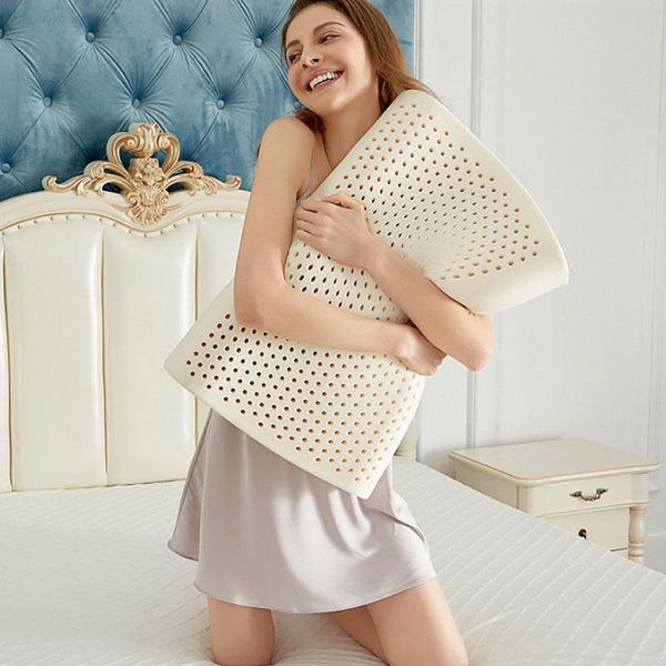 

pillow natural latex prevent neck stiffness anti-snoring good rebound non-defrmation with skin-friendly breathable pillowcase