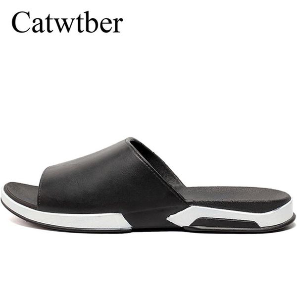 

slippers catwtber summer outdoor breathable male beach flats slides men flip flops zapatillas de hombre, Black